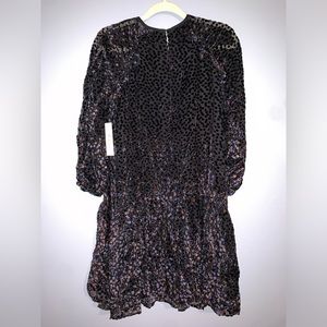 Saks Fifth Avenue Velvet Jet Mocha Navy Dress